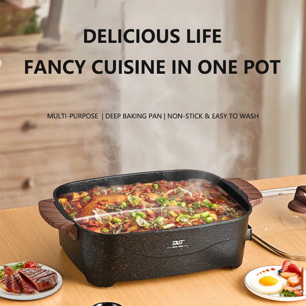 Chukang Wholesale New Style Square Pot Rinse Roast One Electric Pot Mini Multifunctional Electric Hot Pot