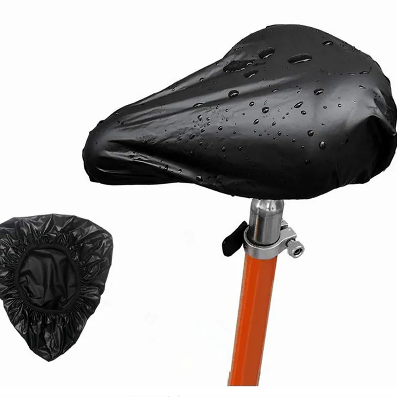 Black PVC Waterproof Bike Saddle Cover, Bicycle Seat Rain Cover with Elastic/