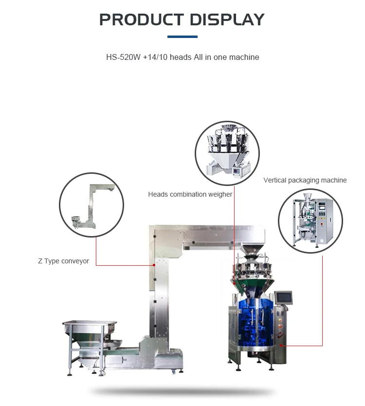 Automatic weighing packaging machine for potato chips