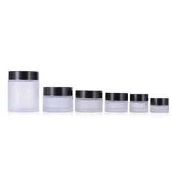 cosmetic glass packaging 5g 10g 15g 30g 50g 100g 100ml clear frosted jar with lid