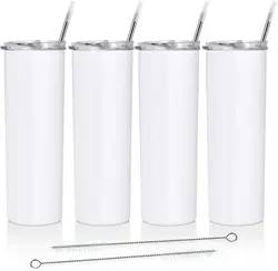 SAVY FREE SHIPPING US Warehouse Skinny Straight Blanks Sublimation Tumbler 20oz With Lids Straw Stainless Steel  Heat Transfer