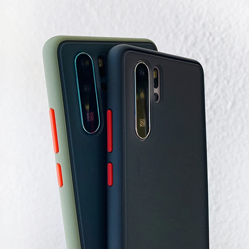 Однотонные противоударные Матовые чехлы 2 в 1 для телефонов Huawei P30 PRO, мягкий на ощупь Чехол для мобильного телефона, комбинированные чехлы из ТПУ и поликарбоната