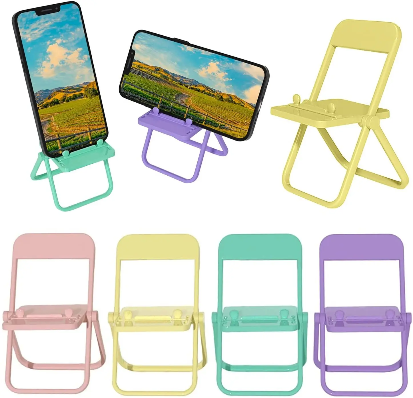 Cute Chair Shape Cheap Adjustable Foldable Portable Plastic Cell Phone Display Stand for Watching TV Phone Lazy Holder Bracket