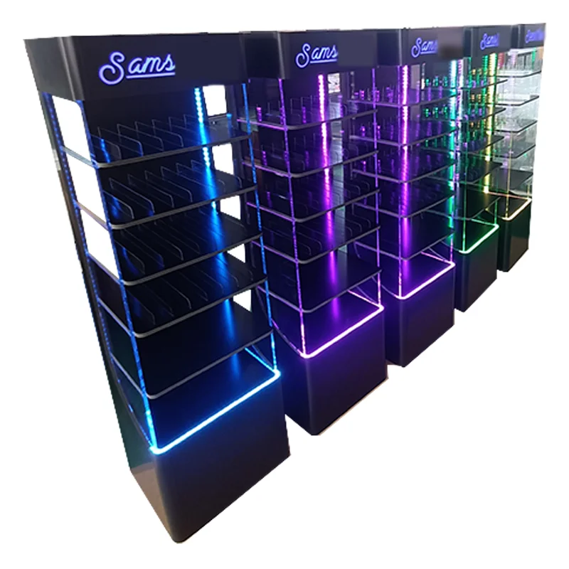 Bevis Customized Floor Acrylic Display Rack LED Display Stand for E products
