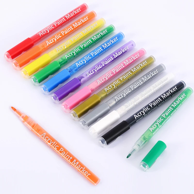 High Quality Multi Color Acrylic Paint Markers Set, Water-based Acrylic Liquid Paint Marker Pen For Rock Painting Set
