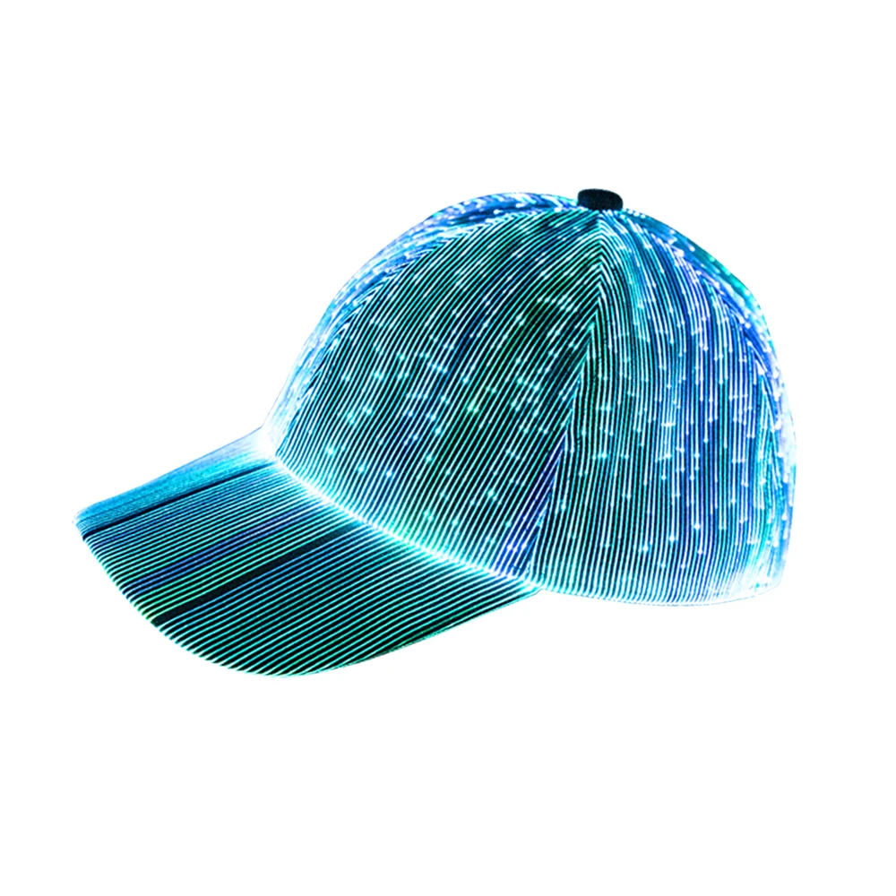 Wholesale price flash light fiber optic hat music festival fiber optic luminous glow in the dark baseball hat gorras led