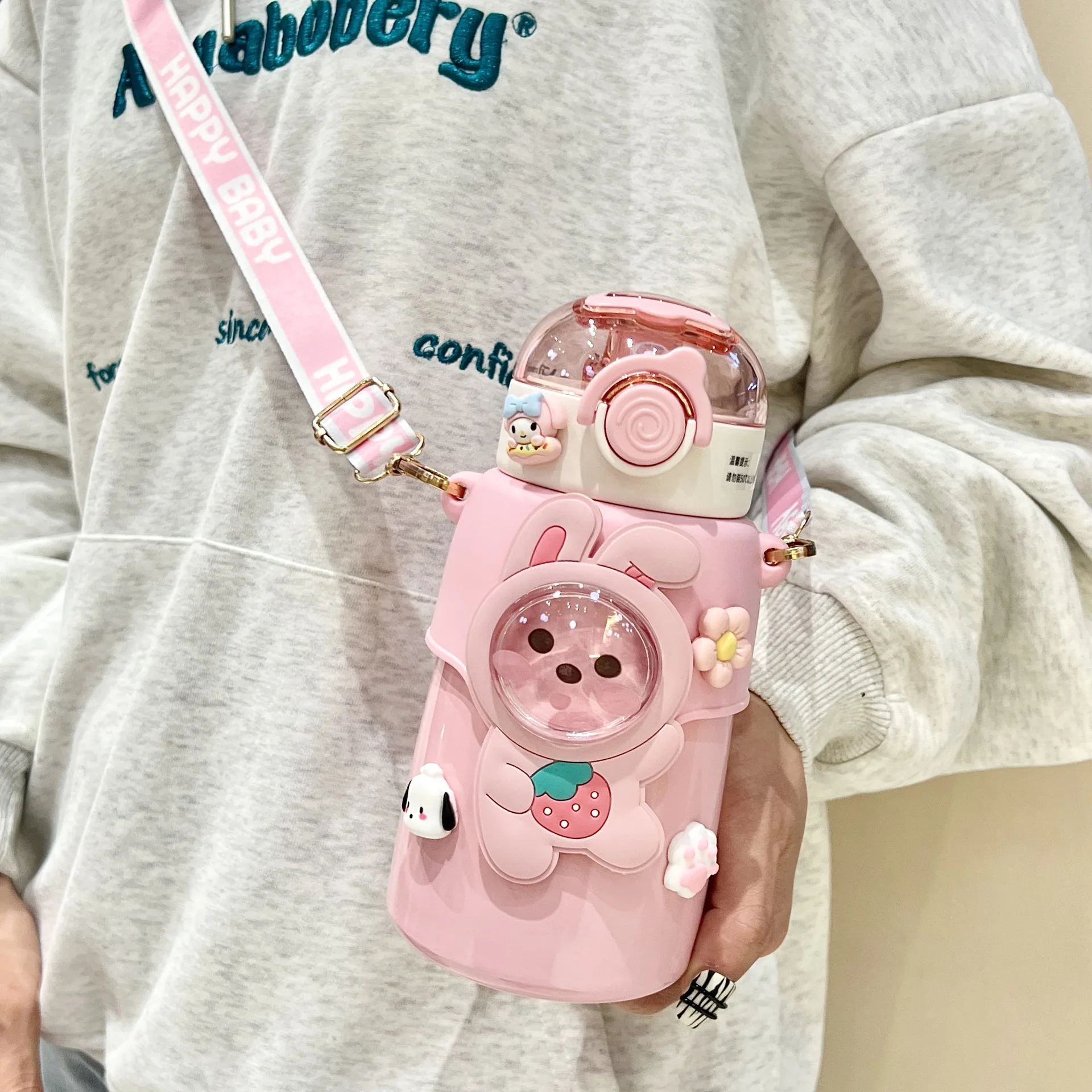 Seaygift kids girls boy Autumn winter keep warm cartoon thermos cup drinking water flask bottle 3d Sticker vacuum water bottle