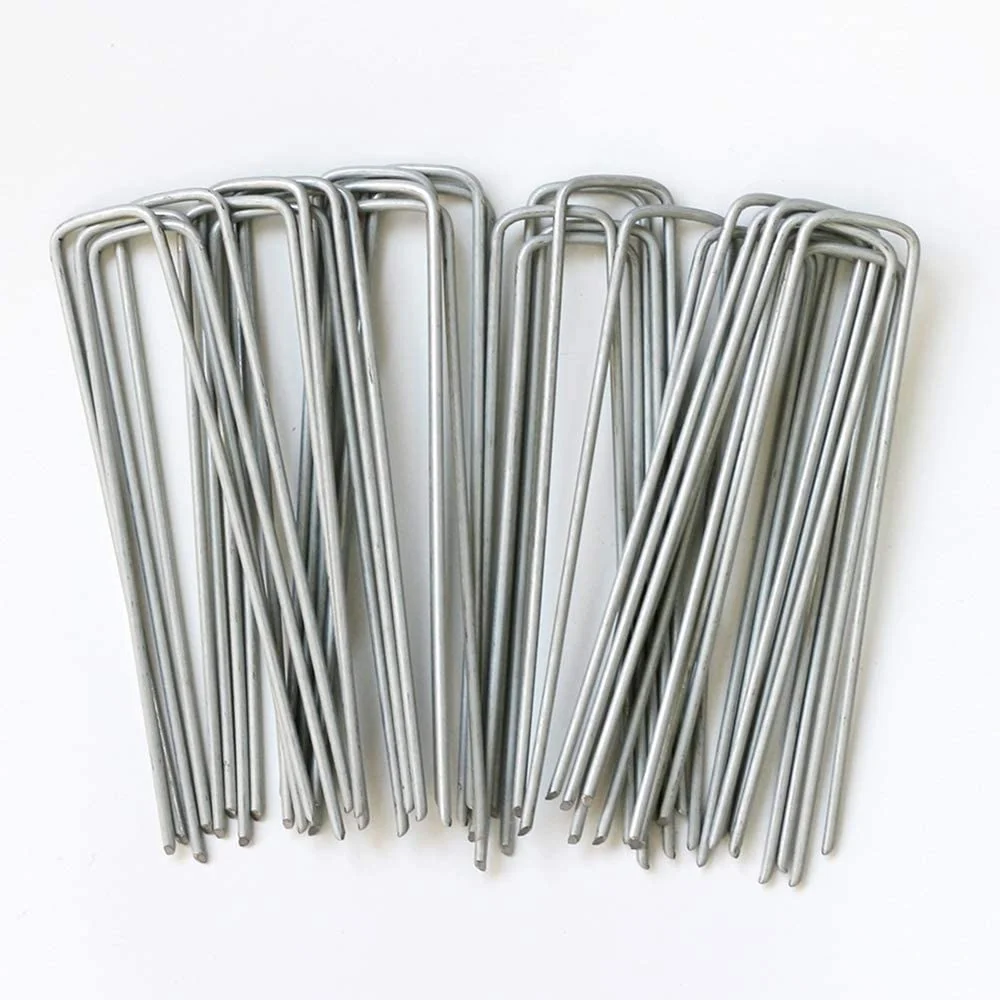 Eco Friendly Galvanized Steel Garden Pegs Metal Staples Weed Mat Pins