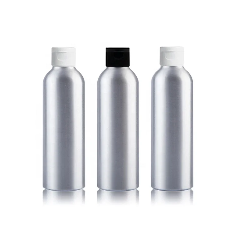 Cosmetic Stainless Steel 150ml 250ml 500ml Empty flip top Round Aluminium Metal Bottle Shampoo