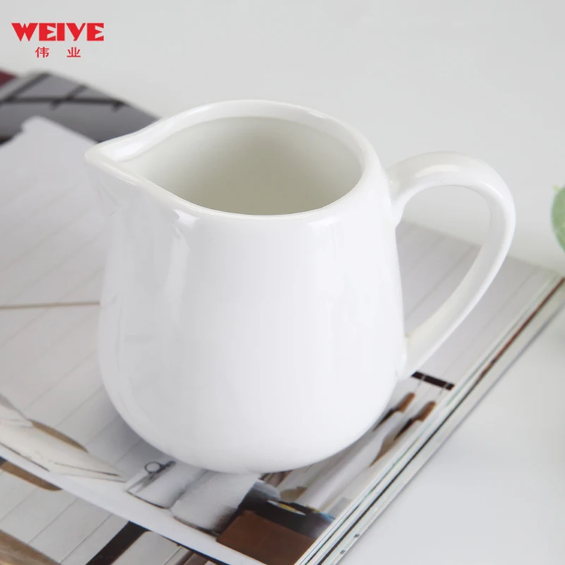 WEIYE  wholesale price multi-size white porcelain milk jug ceramic cup for hotel cafe