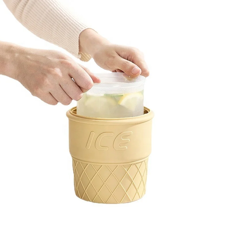 2 In 1 Ice Cube Mold Trays New 3D Ice Cubes Maker Large Cylindrical Silicone Ice Bucket for Frozen Cocktail Beverages