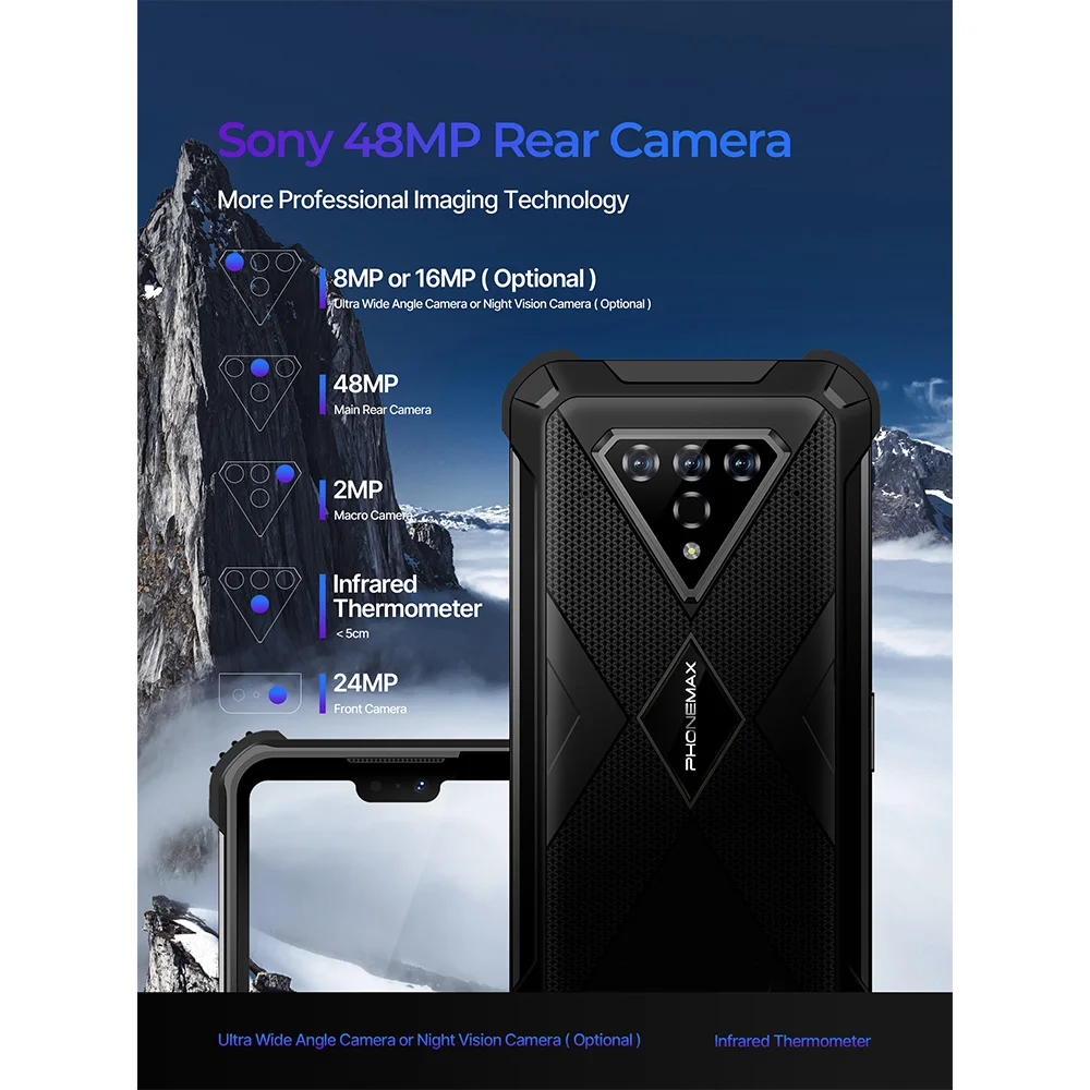 Phonemax M10 6.3 Inch Fast Charging Android 12 Face Id Unlock Smart Rugged Mobile Phone