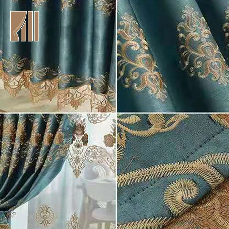 2020 latest simple design embrodoiry long royal grommet window curtain for hotel