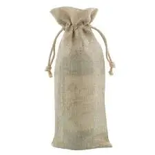 Eco Friendly High Quality Drawstring Burlap Plain Jute Wine Bottle Pouch Bags With Custom Design Size and Color