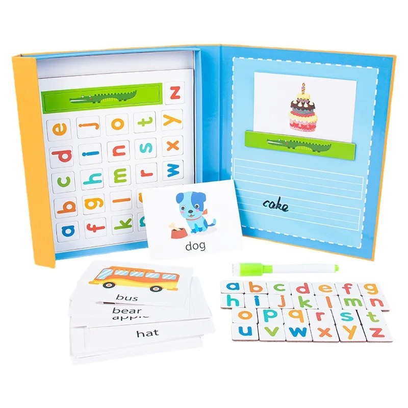 Book magnetic spelling game children early education English alphabet puzzle cognition learning toys handwriting toys