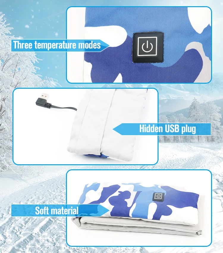 OEM Wholesale New Design Fashionable Small  Heated Polyester Scarf for Adults Winter Season