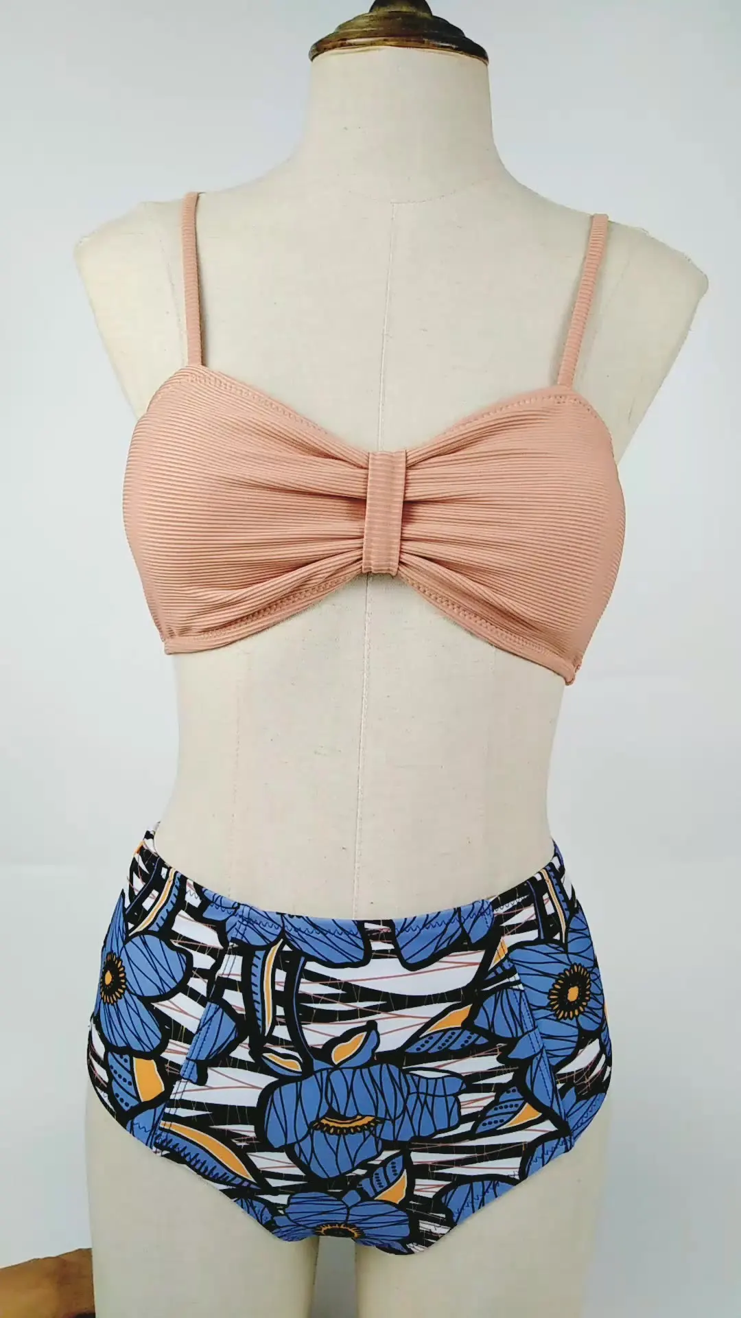 France style Flower printed Two Pieces Set bikini beachwear for lady