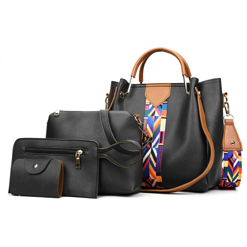 Hot selling Custom New Single Shoulder Female 4pcs Sets PU Leather Tote Bag women luxury fashion  handbags Ladies tote bag