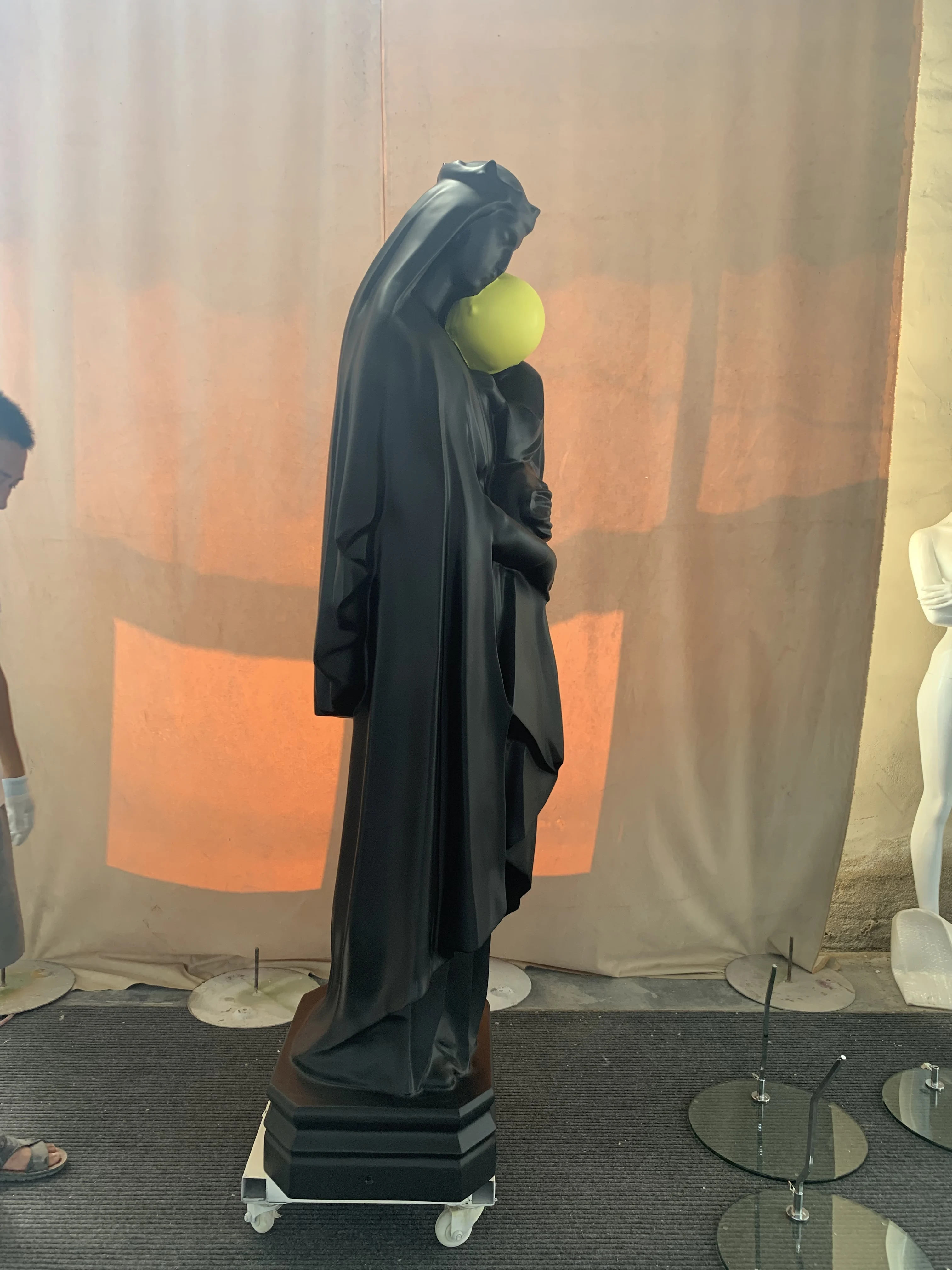 Large Outdoor Black Virgin Mary Statue  Maria Fiberglass Religious Sculpture