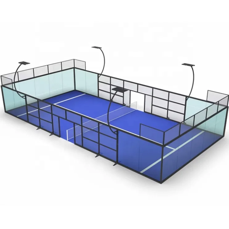 WPT Padel Tennis Grass Court Panoramic Indoor Outdoor Sport Court with Steel and Glass Material Padel Court