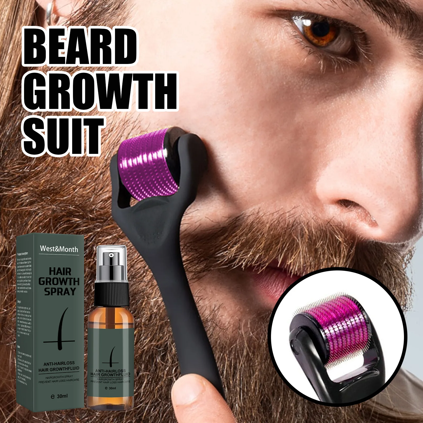 Private Label Beard Kit Beard Spray Growth Oil Kit Natural Organic Men Beard Spray Grooming Growth Care Set