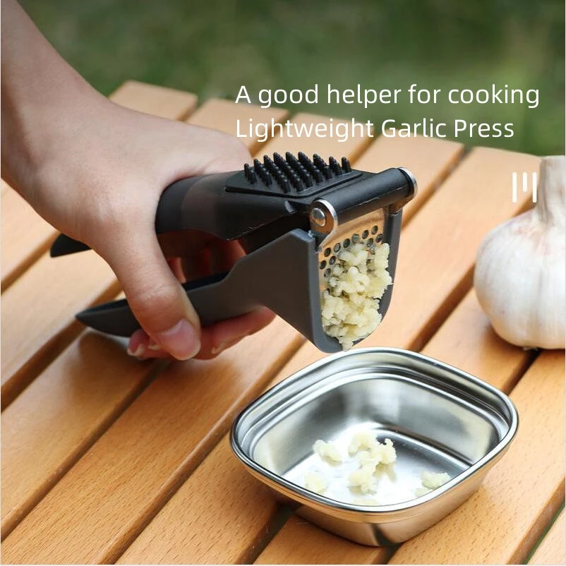 Garlic Press, Stainless Steel Garlic Mincer with Ergonomic Grip Handle, professional garlic squeezer for Camping