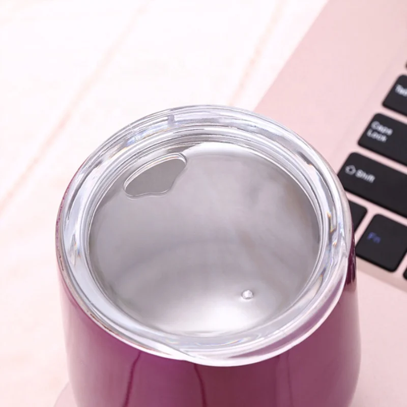 
Egg Shaped Cup Wine Mug Glass Tumbler 18/8 Stainless Steel Insulated Vacuum Wine Tumbler 