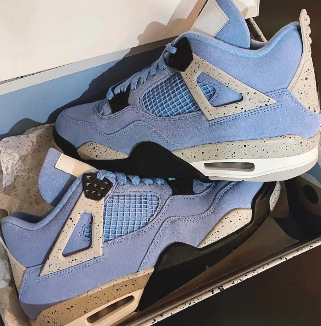 New High AJ 4 Basketball Shoes 4 Union University Blue What The Black Cement Men Women Sneakers Bred Sports Trainer