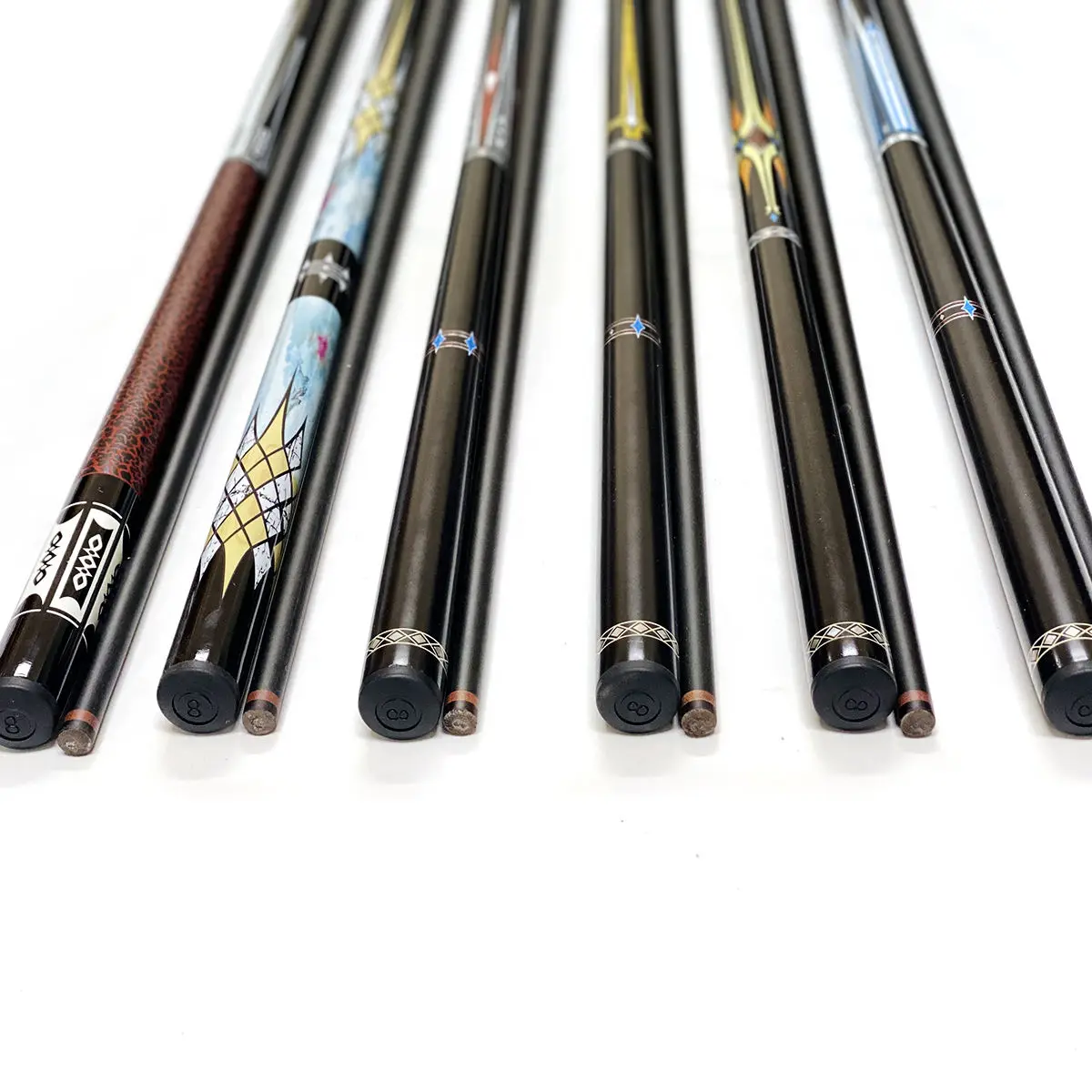Factory wholesale cheap price 2-pc center jointed Straight Carbon Graphite Black Billiard Pool Cue Stick