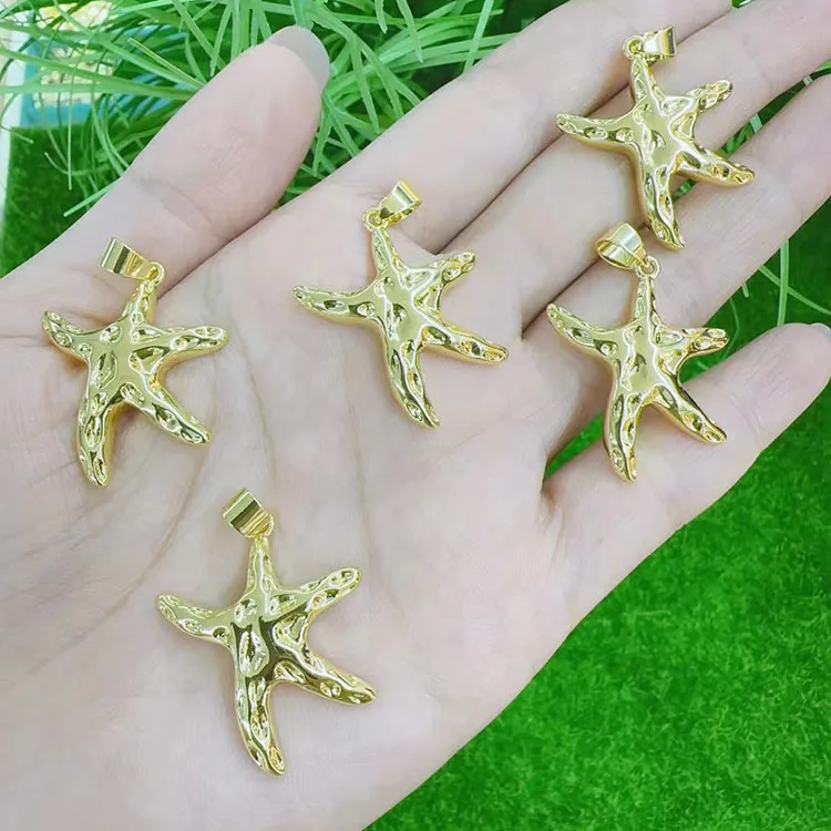 JS1796 массивный большой 18k позолоченный Раковина Морская ракушка звезда Шарм кулон для изготовления ожерелий