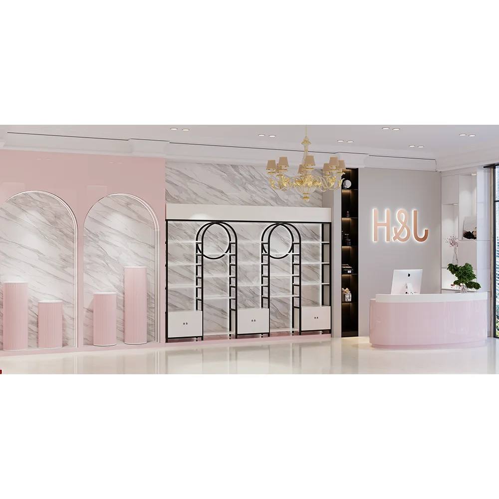 Free standing Cosmetics Display Rack Beauty Salon Product Shelf Cabinet Wholesale Make Up Beauty Product Display Cabinets