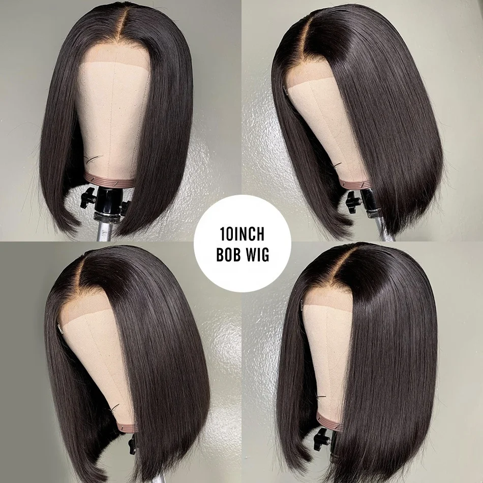 Cheap Price Short Bob Human Hair Wig,8inch-14inch Wholesale Mink Brazilian Hair Wig,4x4 Closure Short Bob Wigs For Black Women