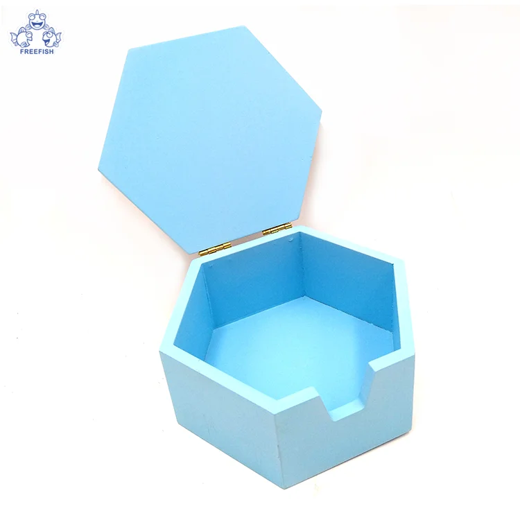 Custom Gift Packaging Storage Hexagon Plain Wooden MDF Box, Wood Hexagon Crafts Box for Decoration