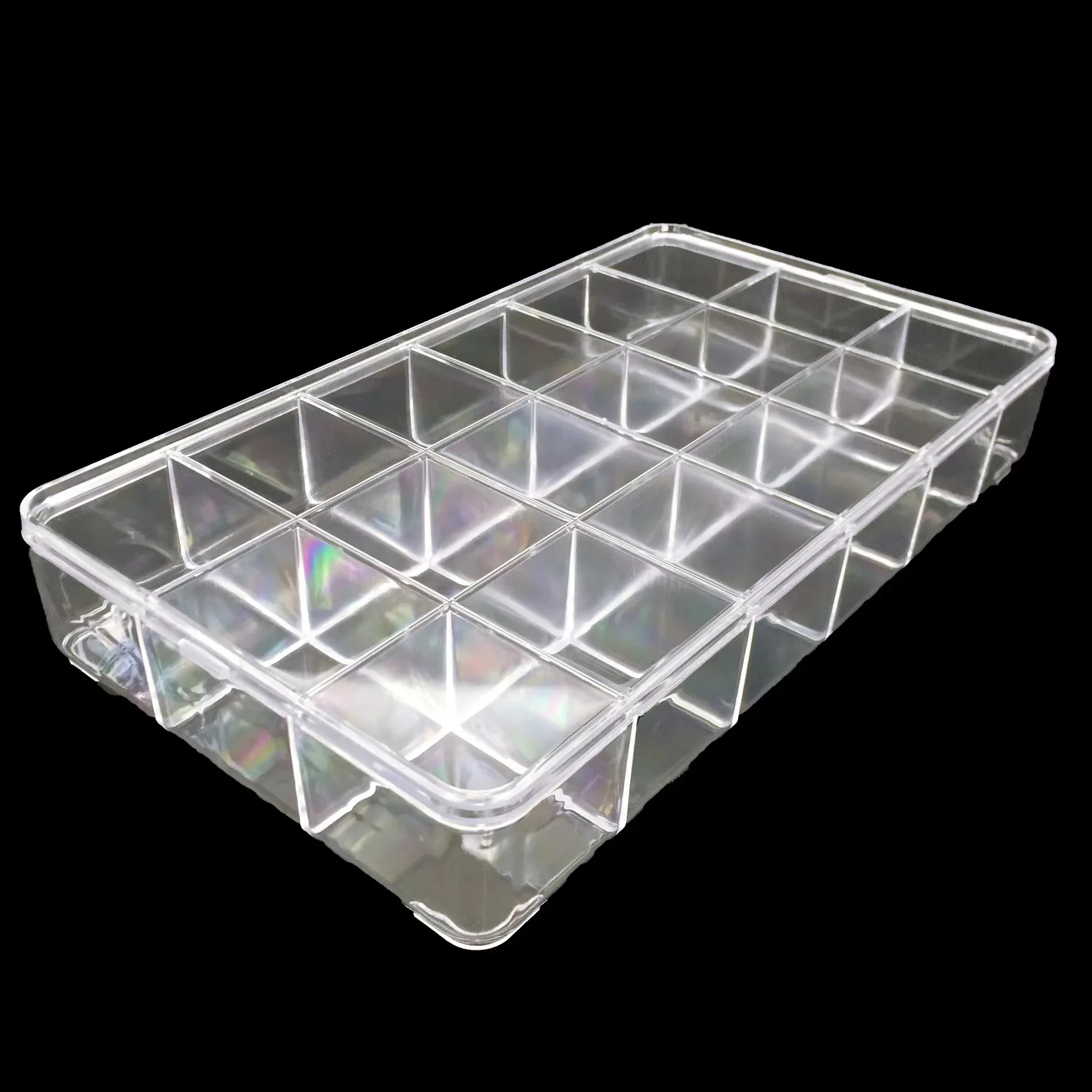 AEPB-18 18 Grids Acrylic Clear Plastic Organizer Box Storage Container with Dividers for Washi Tape,Jewelry,Beads Art DIY Crafts