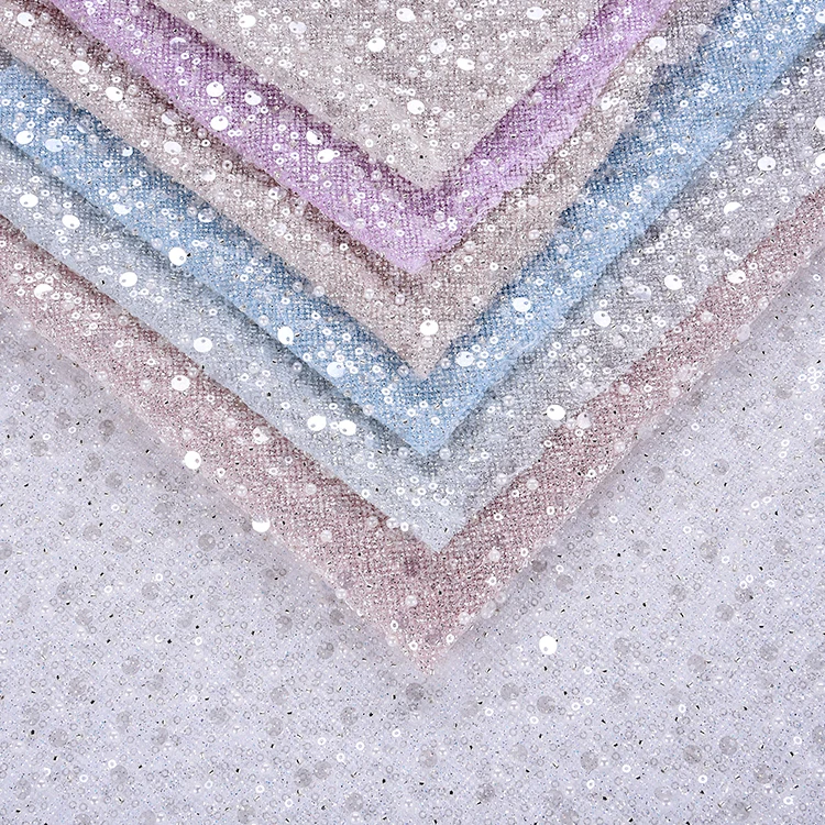 2022 new design fantasy sequin beaded luxury tulle overlay wedding dress making pink embroidery lace fabric from China