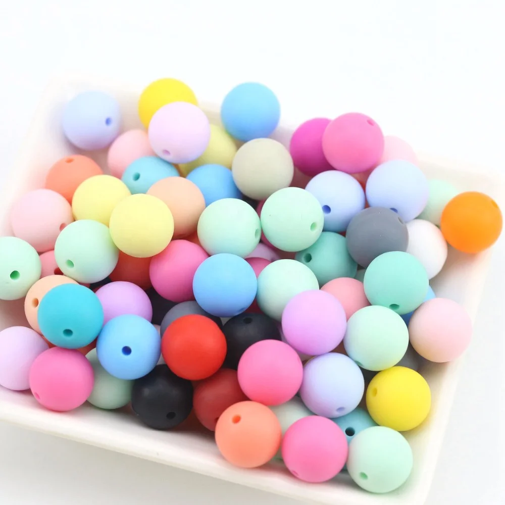 
Wholesale 15mm Soft Round Silicone Beads For Teething Chew Baby Necklace Beads Jewelry BPA Free 