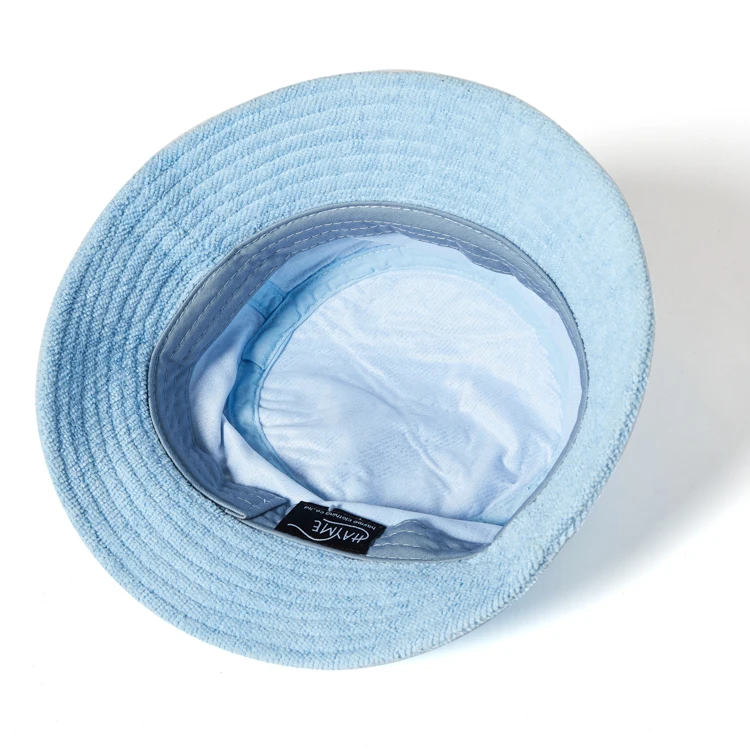 Small Order Wholesale Female Terry Towel Bucket Hat Designer Embroidery Cap Bucket Hats