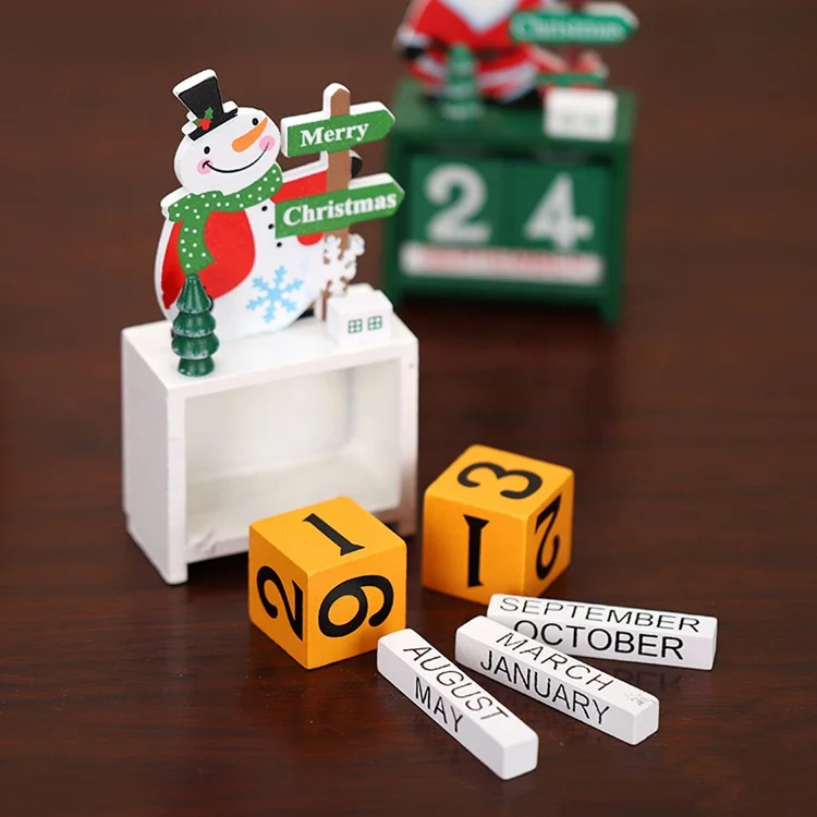 
Custom 2021 Xmax decoration Desktop decor crafts decorations Countdown wooden christmas advent calendar 