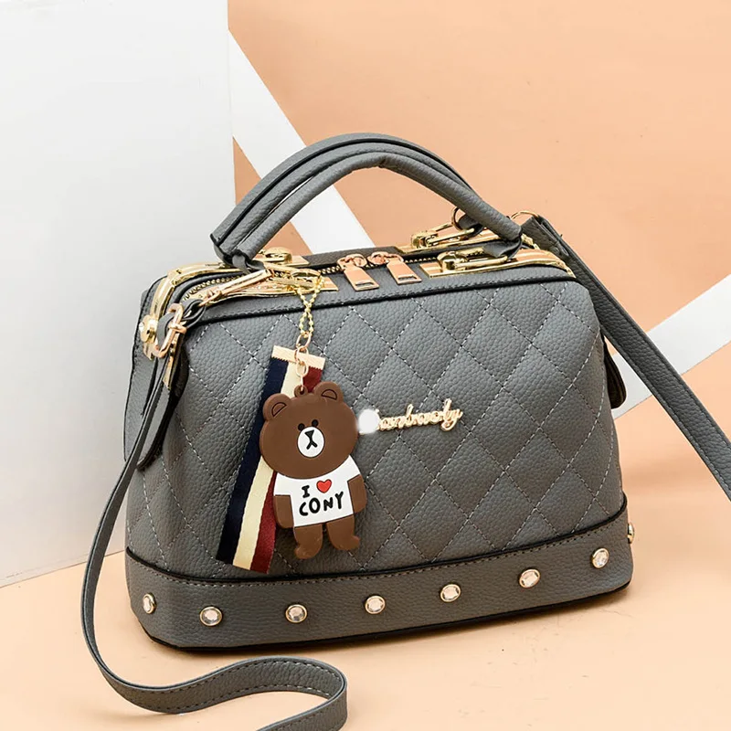 Tote Bag Supplier Custom PU Leather Ladies Female Fashion Luxury Shoulder Handbags with Hairball