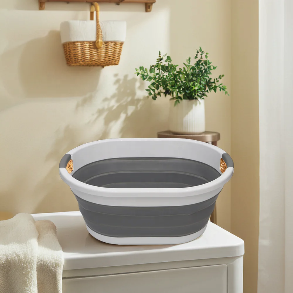 Hot Selling 24L Collapsible Plastic Storage Basket Foldable Household Laundry Organizer with Hanging Function for Dirty Clothes