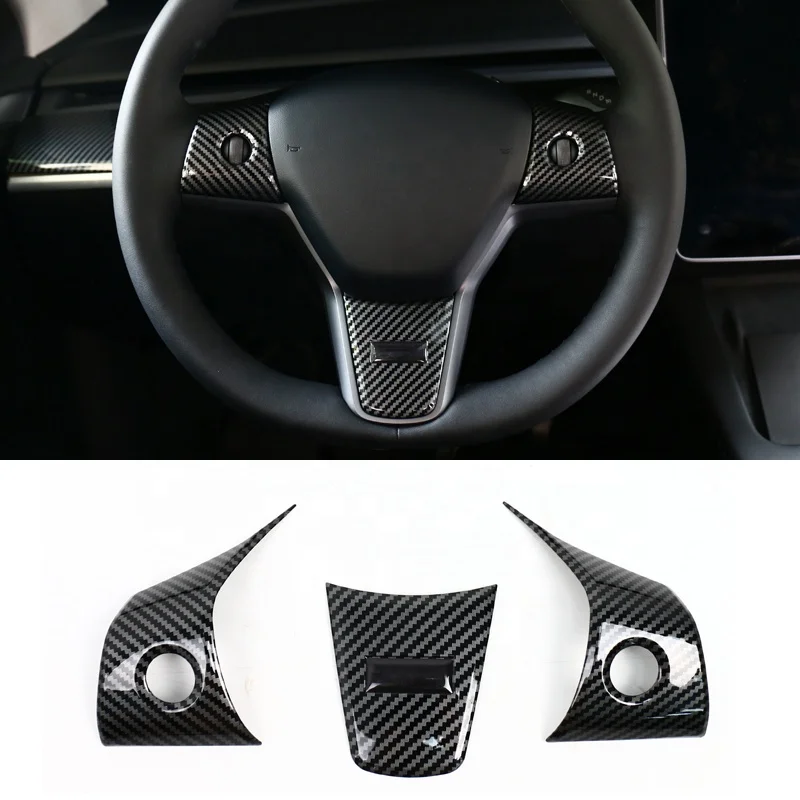 Car Accessories Interior Steering Wheel Carbon Sticker For Tesla Model Y Car Gadgets