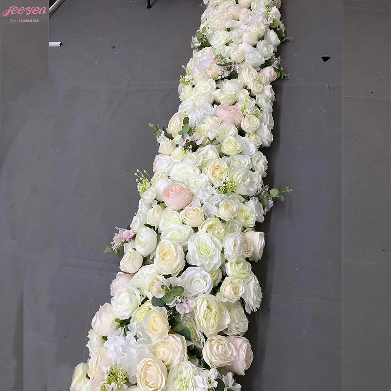 2024 New Product Hot Selling Silk Flower Table Runner Rose Flower Ball Home Wedding Event Centerpieces Table Decoration.