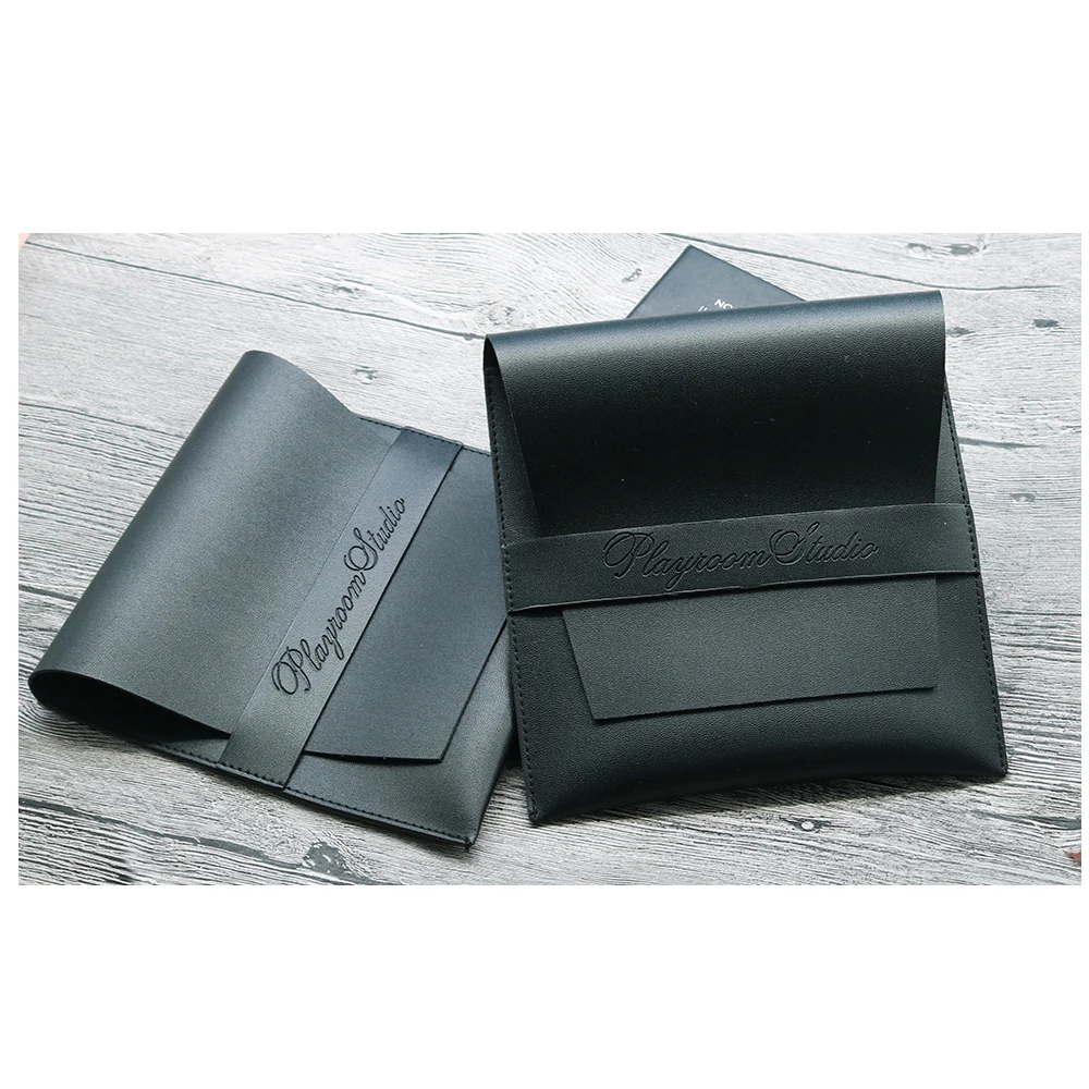 Leather Stationery Bag Pencil Case with Tuck in Flap