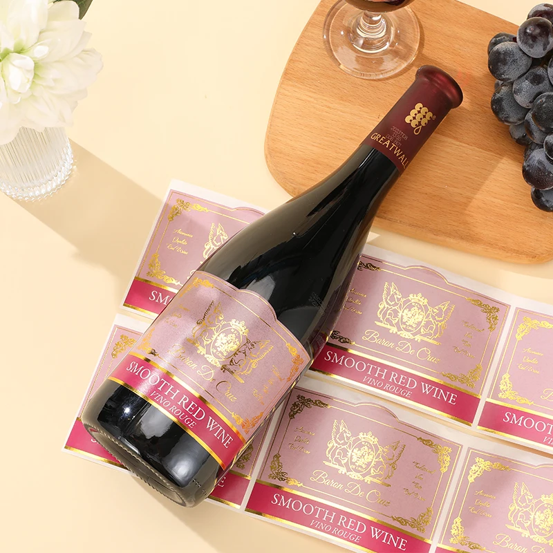Custom Logo Printing Gold Foil Sticker Luxury Wine Bottle Labels Waterproof Adhesive Paper Stickers
