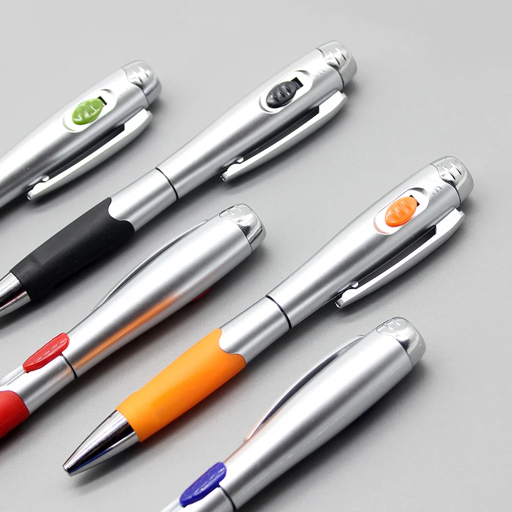 LED Lighting Flashlight Advertising Gift Ballpoint Pen with Press Switch Light Emitting Pen for Note Taking