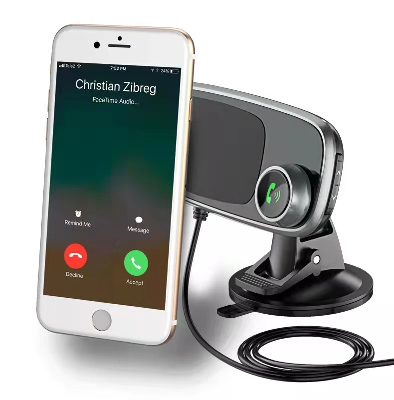 Hotsell Handsfree Car Kit T16 FM Transmitter BT MP3 Player Audio Adapter Dual USB Charger QC3.0 Quick Charging with Phone Holder