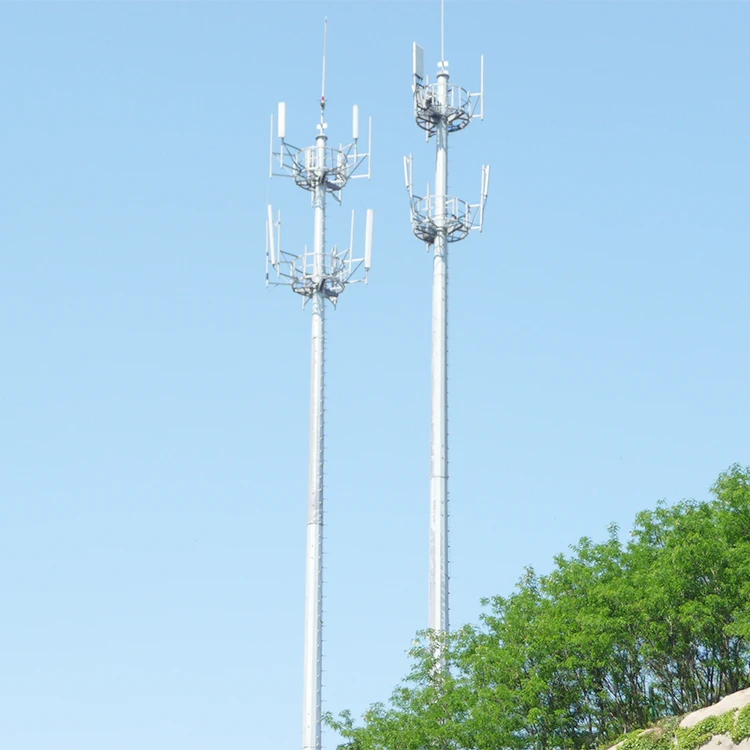 40m Hot DIP Galvanized Octagonal Tapered Monopole Antenna Tower Mobile Telecom Light Tower