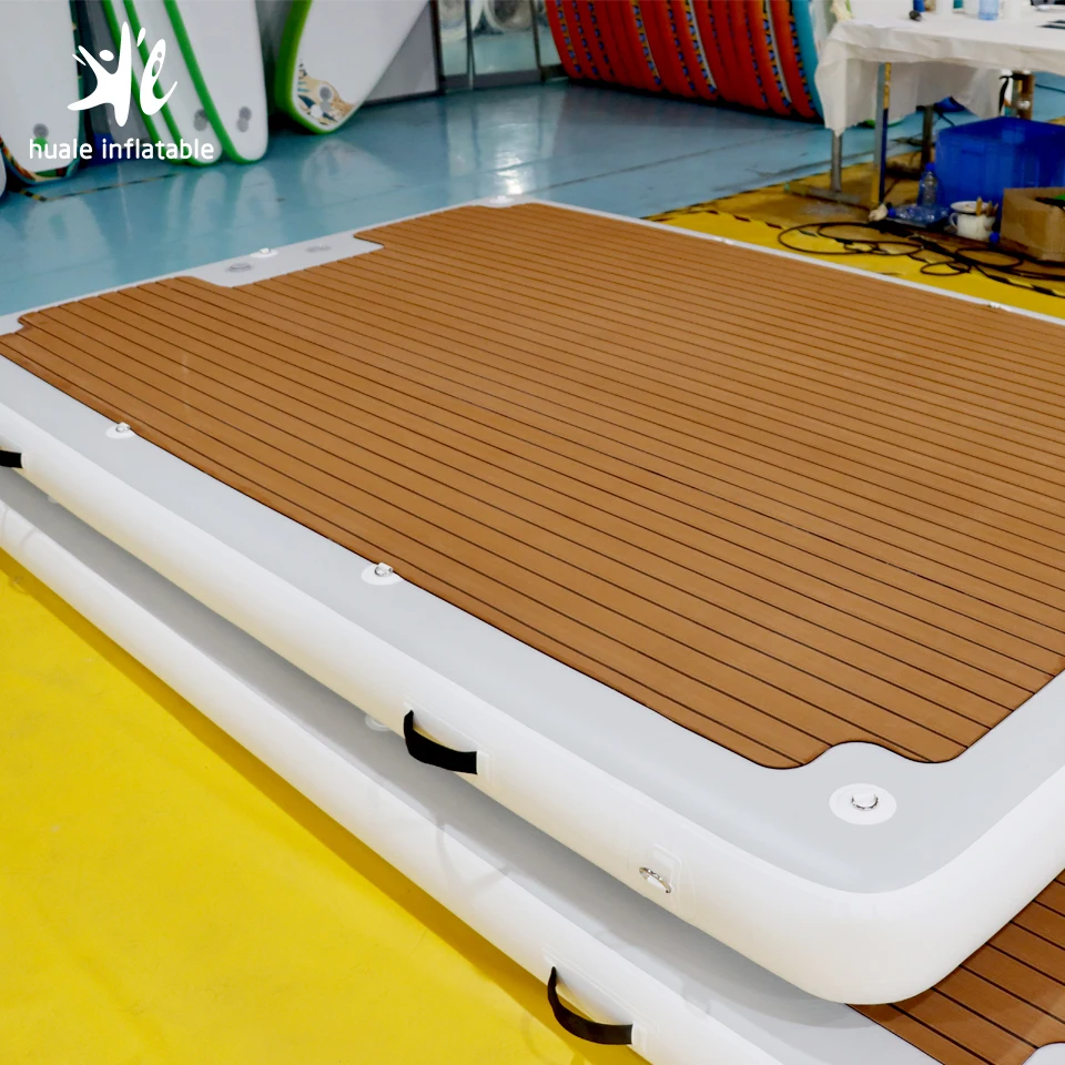 Wholesale Custom Dwf Portable Drop Stitch Inflatable Dock Deck Floating Platform Floating Island Boat Floating Dock For Sale