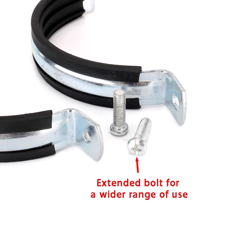 Rubber Clamp Pipe Support Bracket Metal Pipe Strap Heavy Duty Mount Galvanized Pipe Bracket