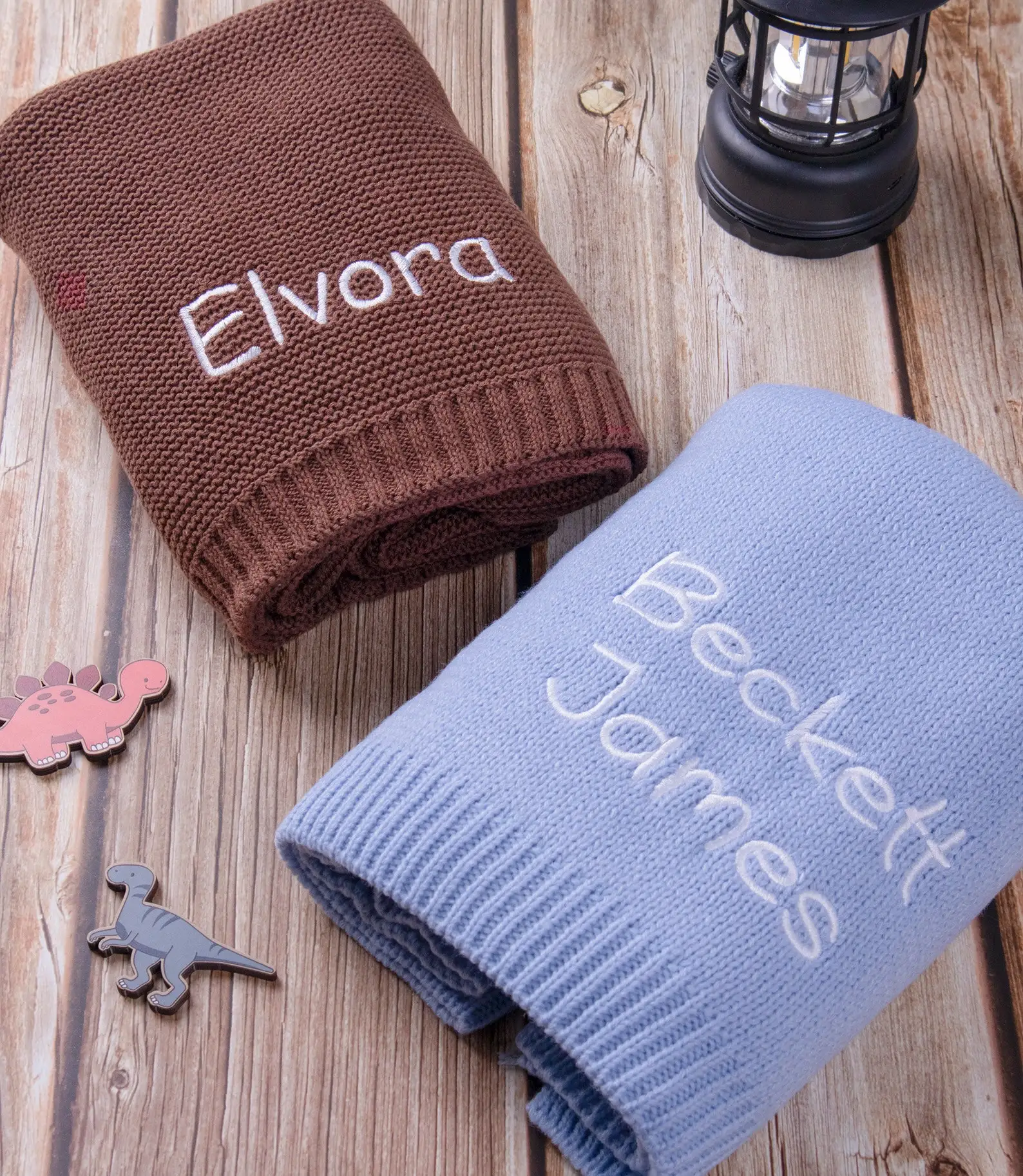 Mia Factory Custom Personalized Embroidered Soft Knit Cotton Blanket Low MOQ Newborn Baby Gift 200tc Solid Festival Bedding